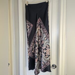 Realisation Par Silk Midi Skirt Black Paisley Print | 100% Silk | Size S